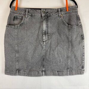 Ted Baker Denim Skirt 4 Gray US 10 Straight Pockets